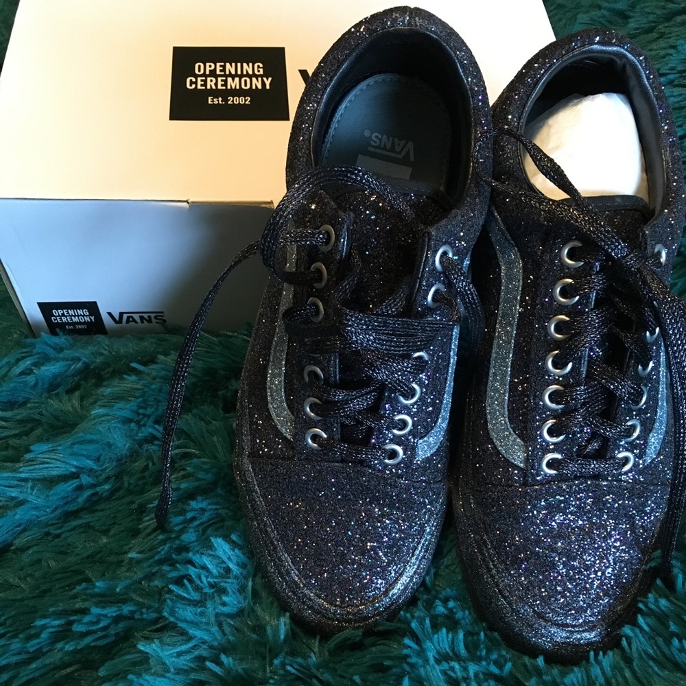 Brand new Opening Ceremony OG Glitter black Vans!!